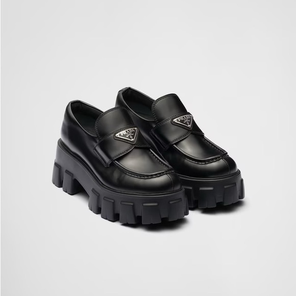 Brushed Prada leather Monolith loafers - Picture 1 of 4